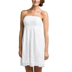 Lilly Pulitzer | Betsey White Peek-A-Boo Floral Eyelet Strapless Dress, Size 2